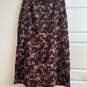 Christopher & Banks Black and Brown Floral Midi Skirt